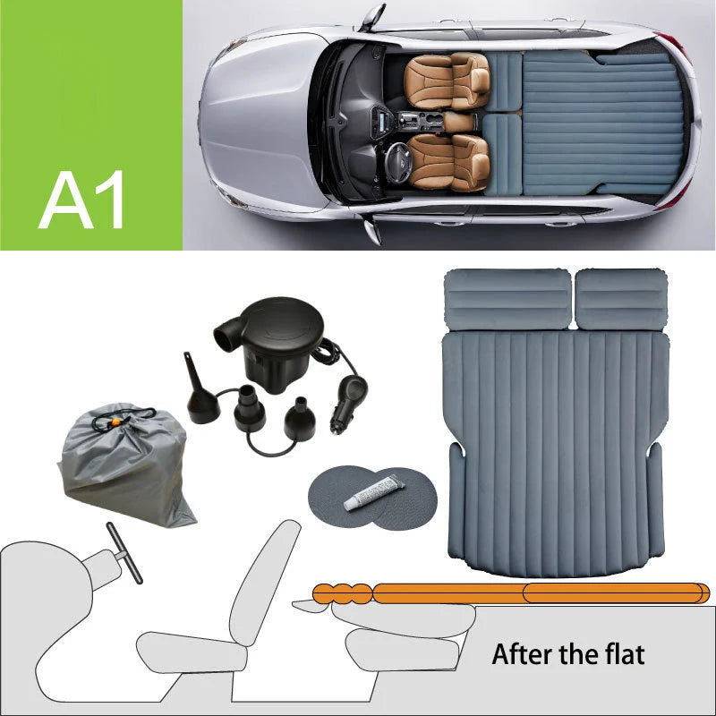 Inflatable Hatchback Bed Automatic Inflation Flocking Fabric