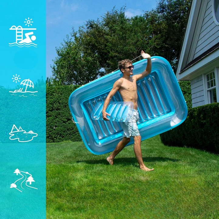 Inflatable Lounge Chair Removable Headrest Dual Cup Holders