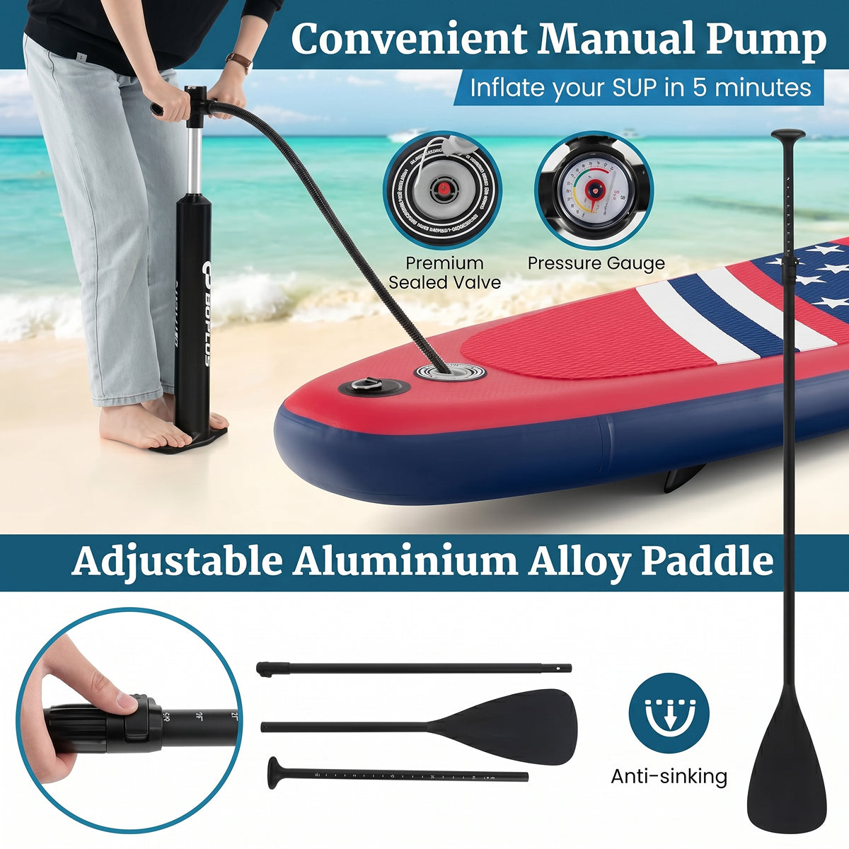 Inflatable Paddle Board 30 Inch Stable Backpack-Portable Quick Inflate
