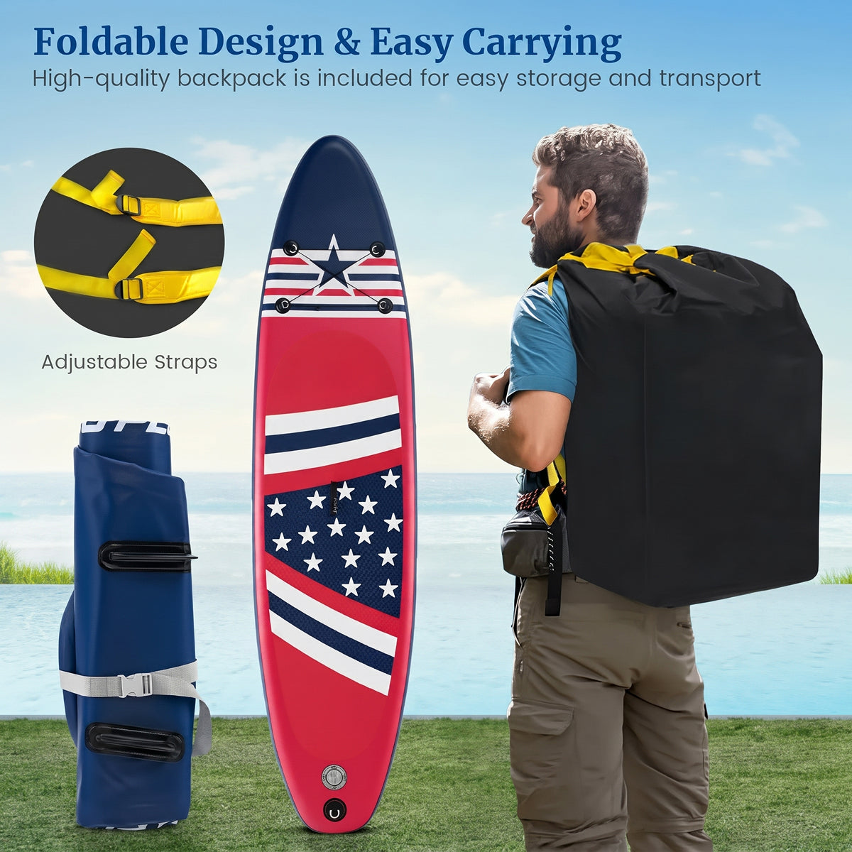 Inflatable Paddle Board 30 Inch Stable Backpack-Portable Quick Inflate
