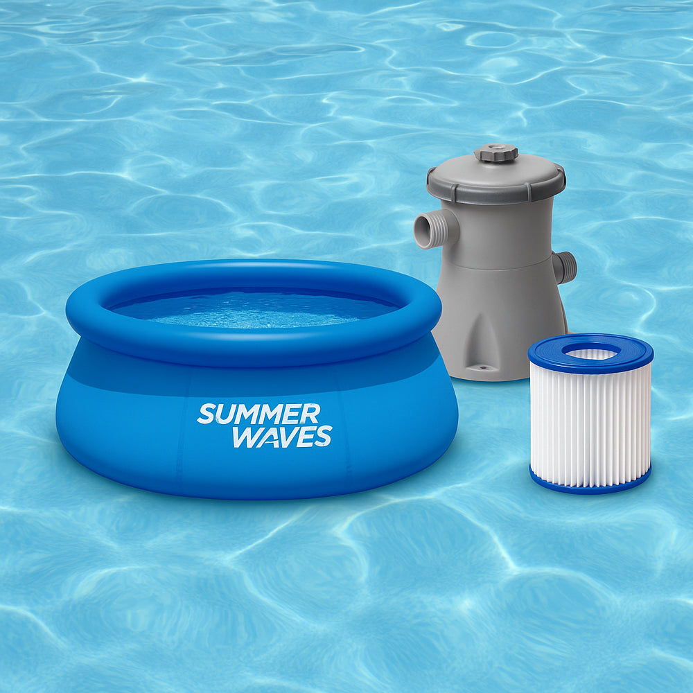 Inflatable Pool 8 Ft Easy-Setup Filter Pump Included