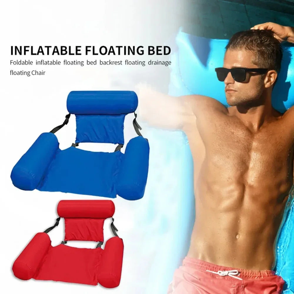 Inflatable Pool Chair Ergonomic Backrest & Armrests Breathable Mesh