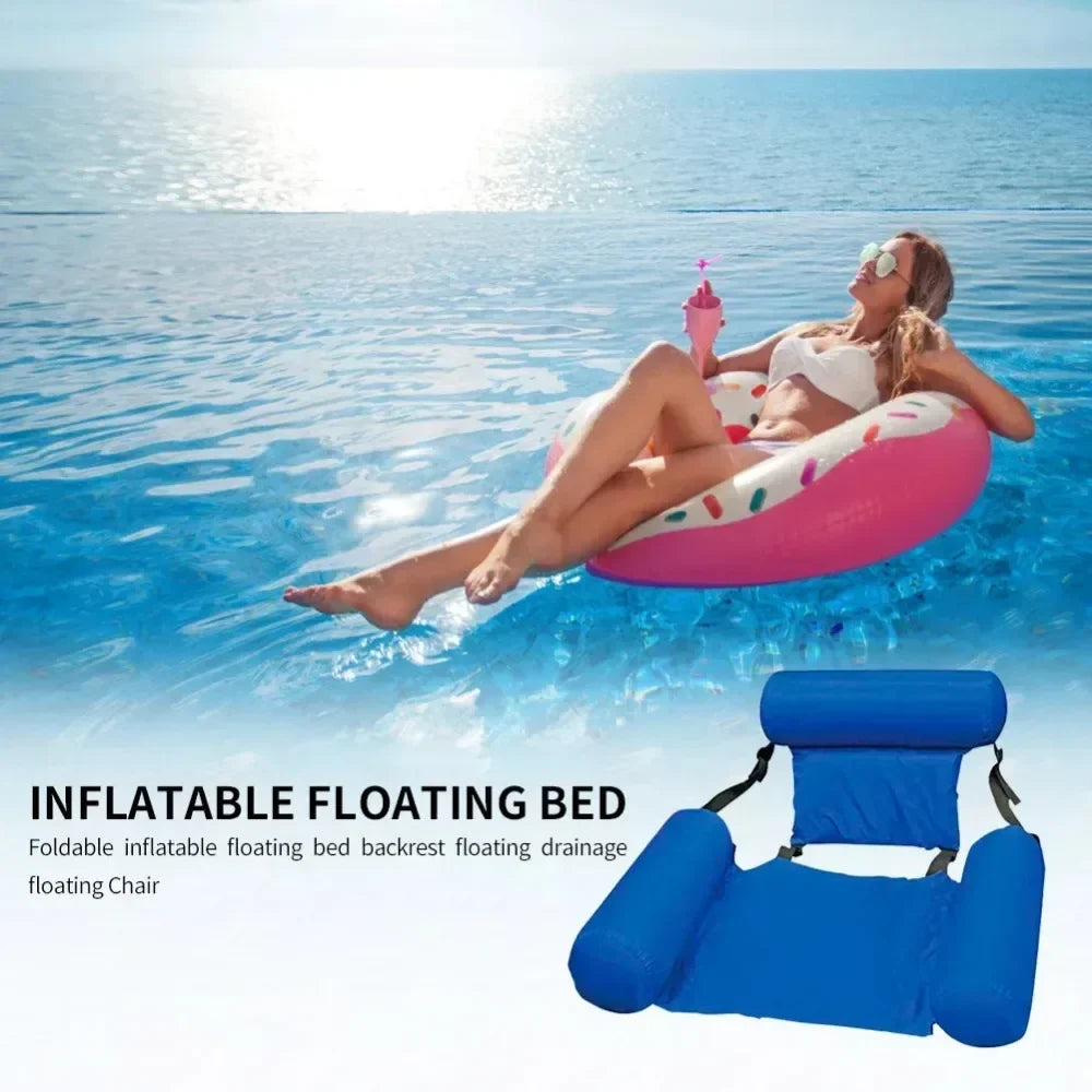 Inflatable Pool Chair Ergonomic Backrest & Armrests Breathable Mesh