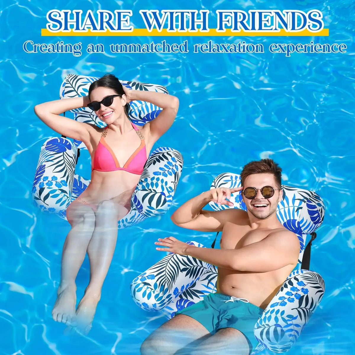 Inflatable Pool Lounger Adjustable Backrest & Headrest