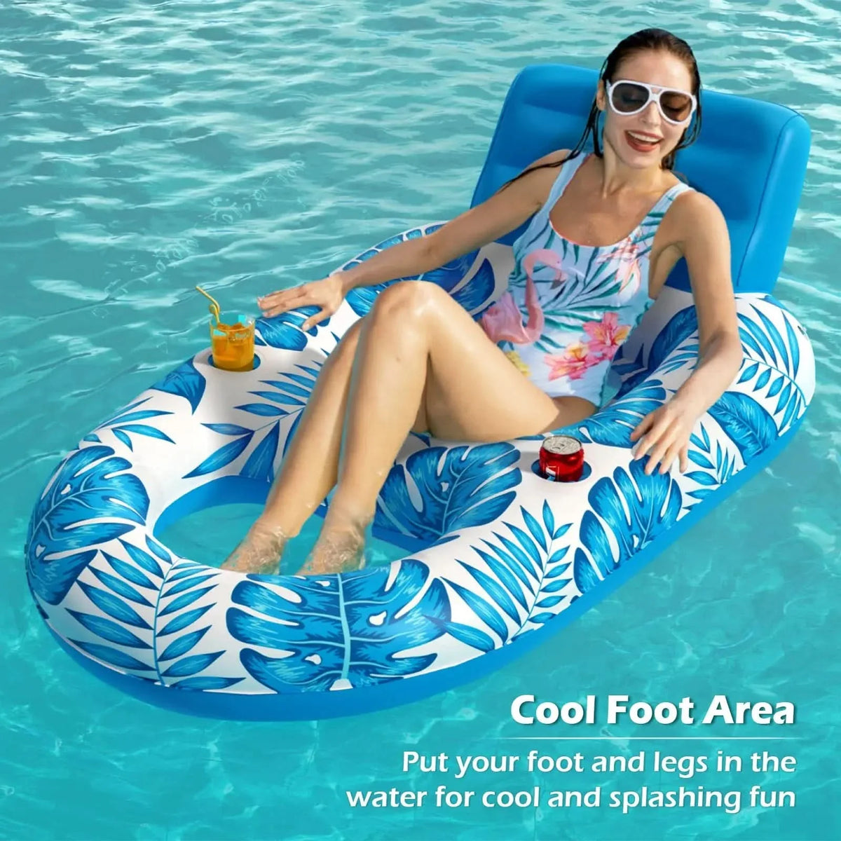 Inflatable Pool Lounger Durable PVC Adult Size