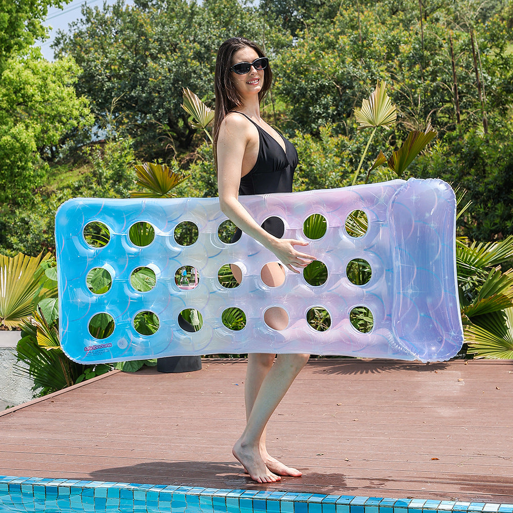 Inflatable Pool Lounger Ergonomic Headrest Breathable & UV-Resistant Vinyl