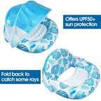 Inflatable Pool Lounger Sun Canopy Backrest & Cup Holder