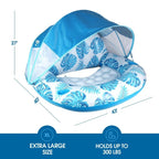 Inflatable Pool Lounger Sun Canopy Backrest & Cup Holder