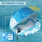 Inflatable Pool Lounger Sun Canopy Backrest & Cup Holder