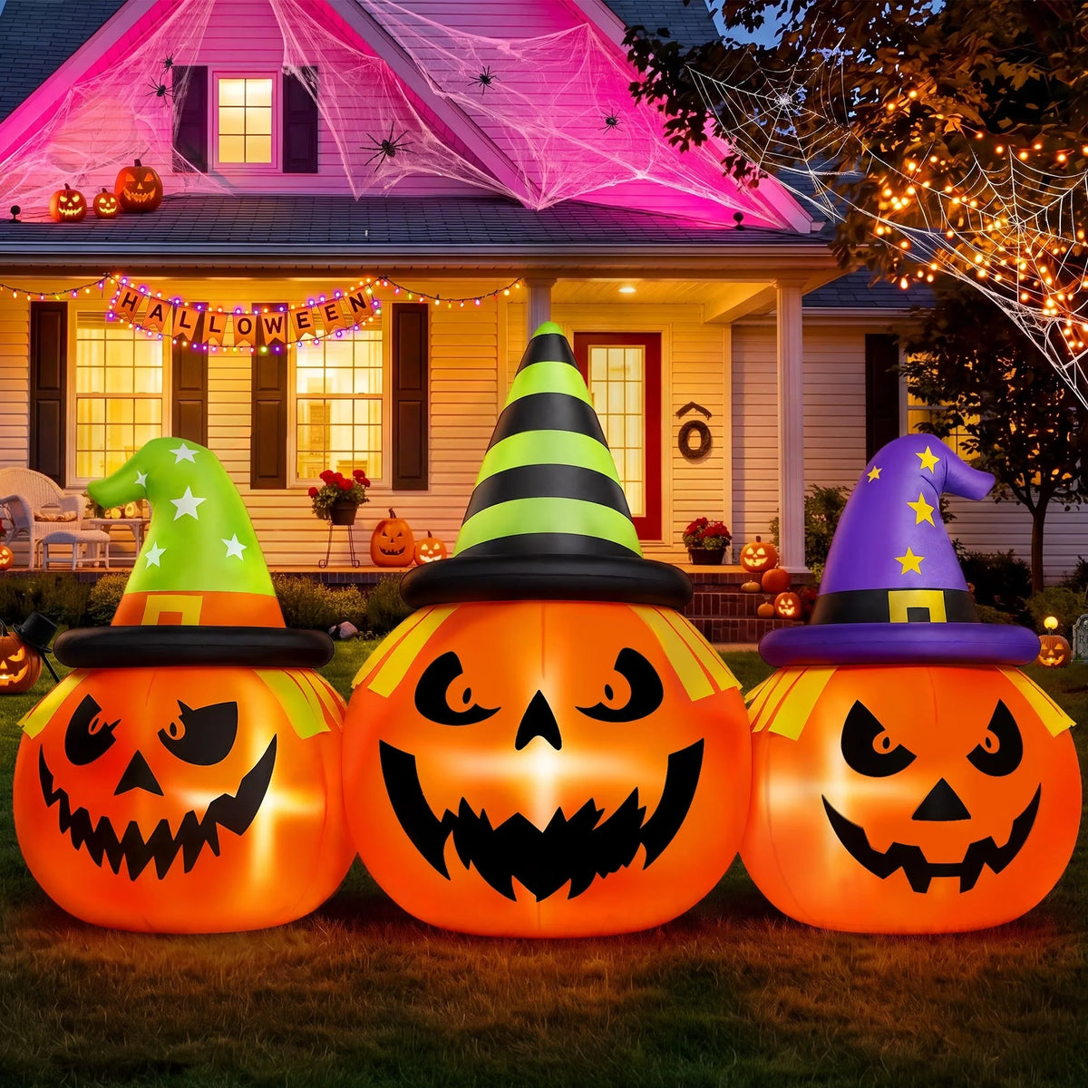 Inflatable Pumpkin 6 Foot Auto Inflates LED Lights