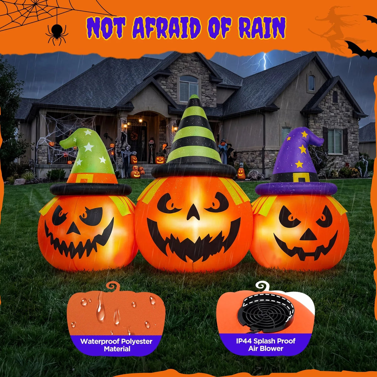 Inflatable Pumpkin 6 Foot Auto Inflates LED Lights