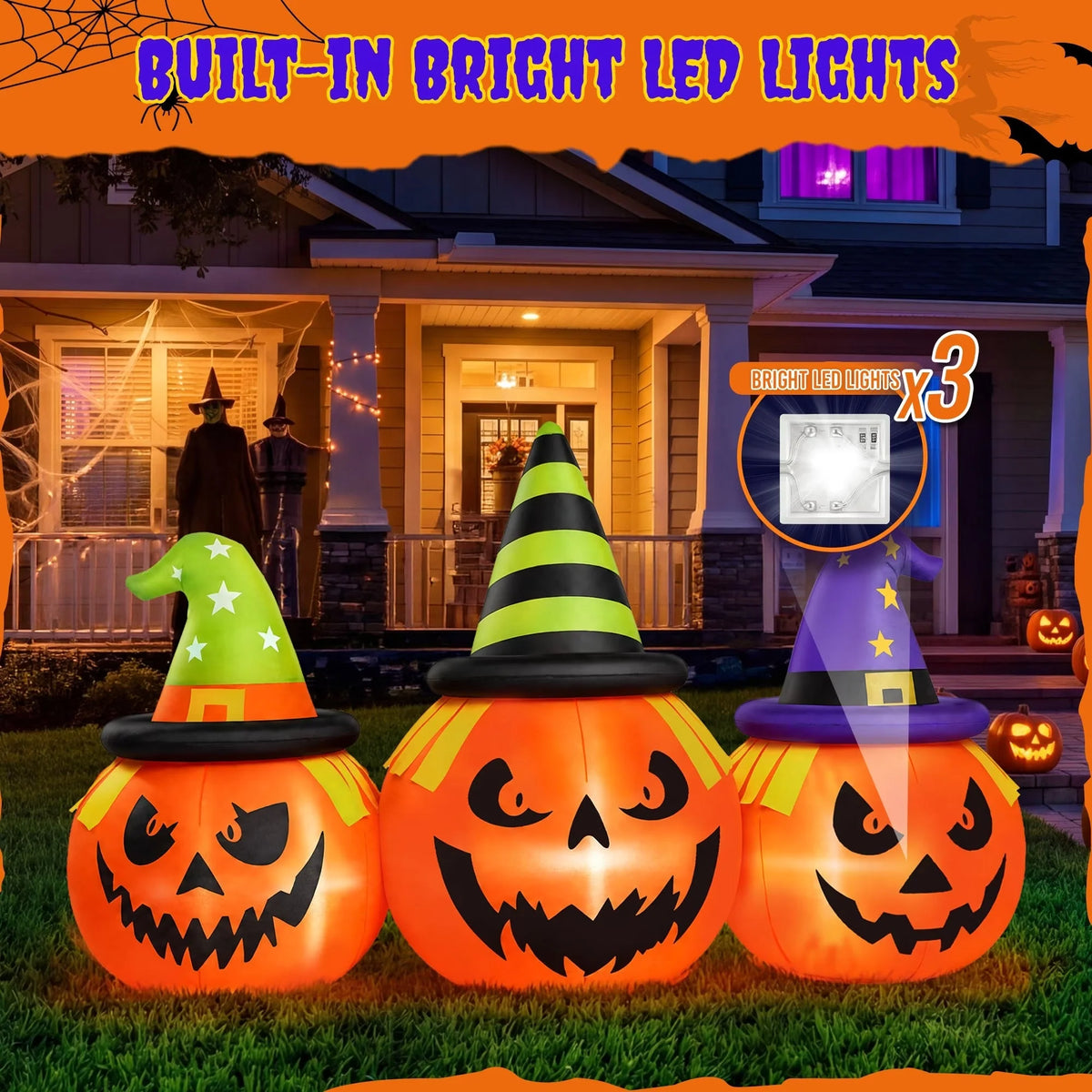 Inflatable Pumpkin 6 Foot Auto Inflates LED Lights