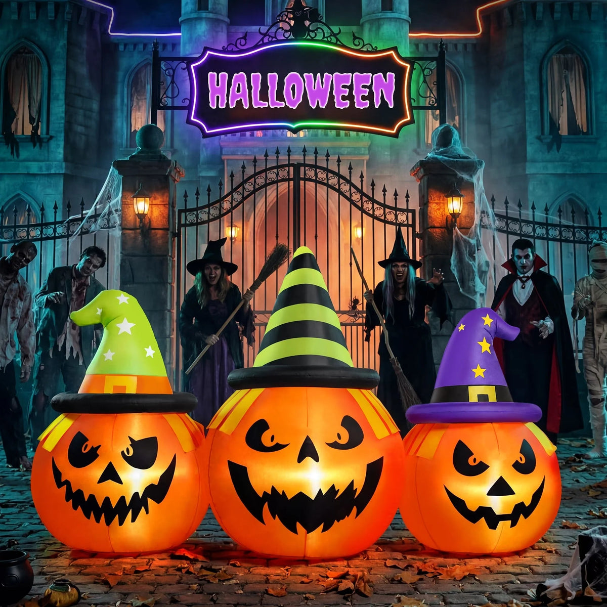 Inflatable Pumpkin 6 Foot Auto Inflates LED Lights