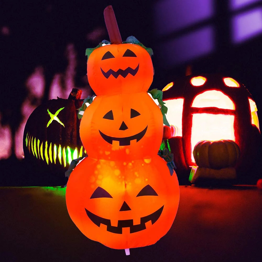 Inflatable Pumpkin Stacked Triple Built-In Blower & UV-Resistant