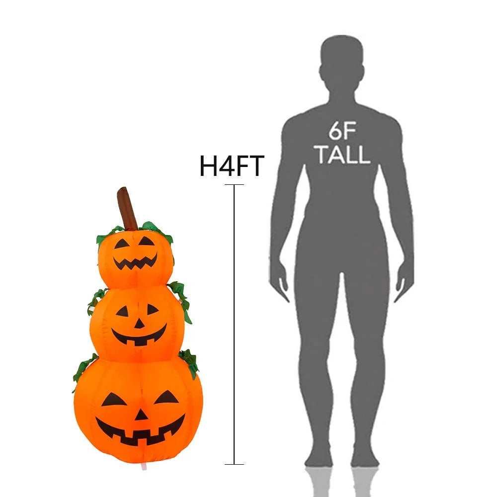 Inflatable Pumpkin Stacked Triple Built-In Blower & UV-Resistant