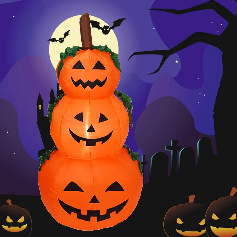 Inflatable Pumpkin Three-Tier Built-In Blower Weatherproof & UV-Resistant