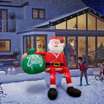 Inflatable Santa 8 Foot Built-In LED Lights Tether Points