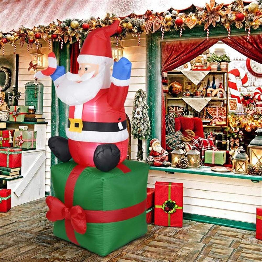 Inflatable Santa Built-In Blower & LED Lights Weather-Resistant