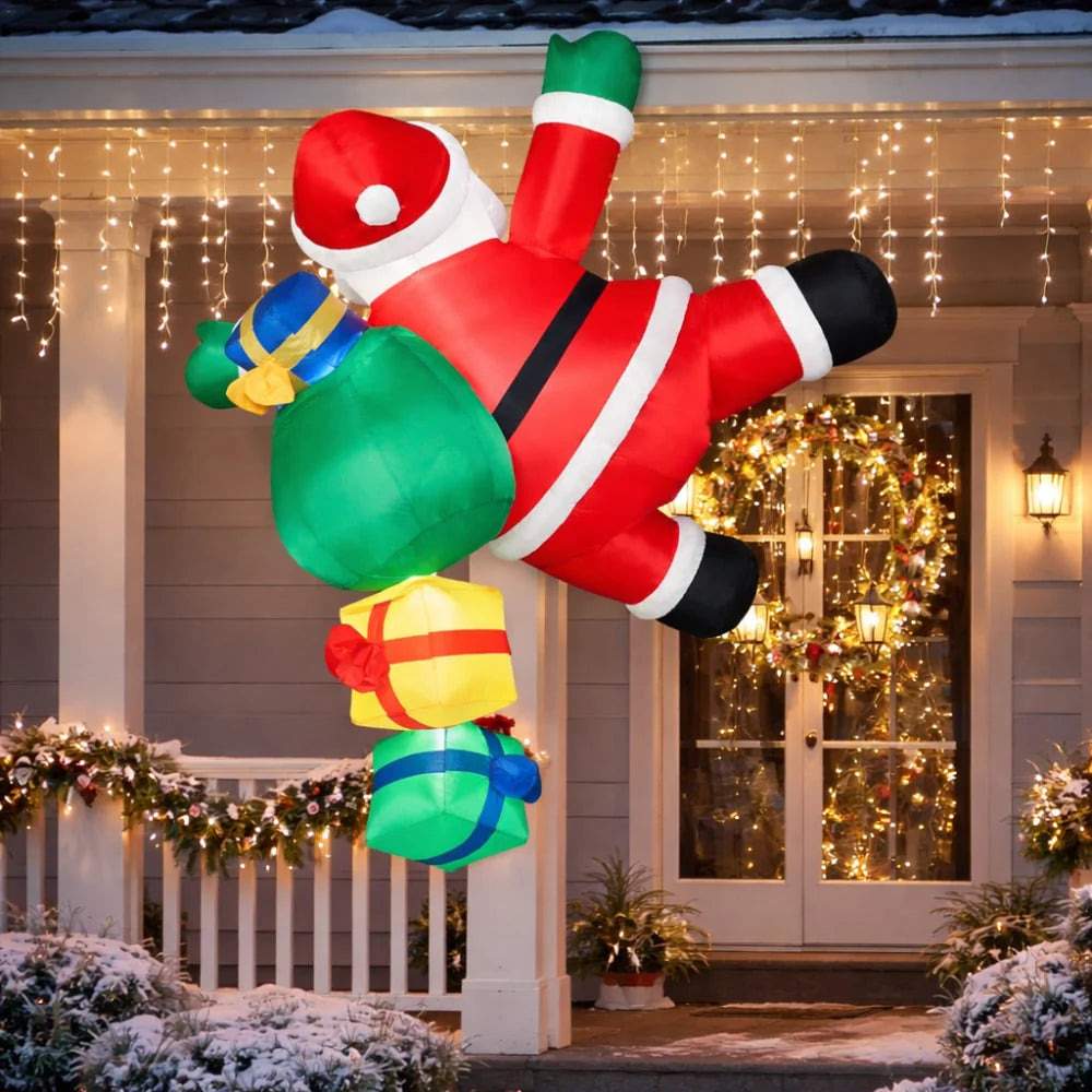 Inflatable Santa Climbing 6 Ft Integrated LED Lights