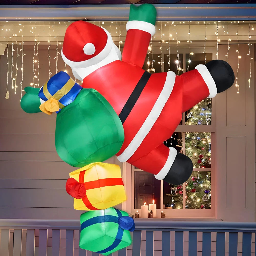 Inflatable Santa Climbing 6 Ft Integrated LED Lights