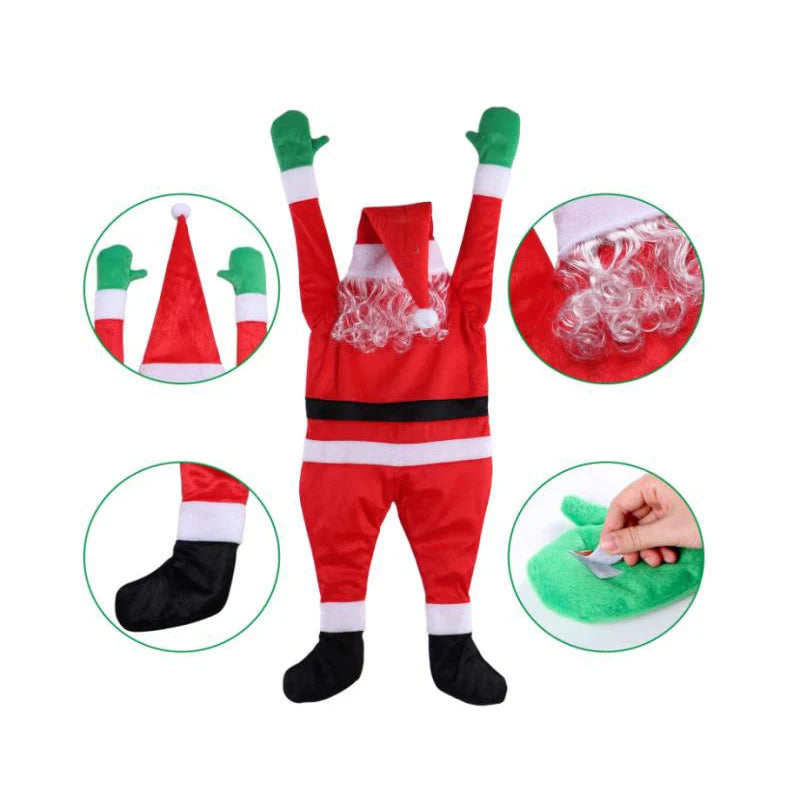 Inflatable Santa Costume Built-In Pump Attached Hat & Belt