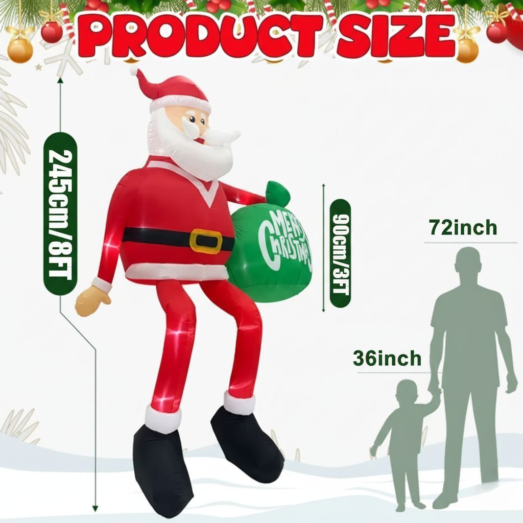 Inflatable Santa LED Lighted Weatherproof 2.4 m Tall