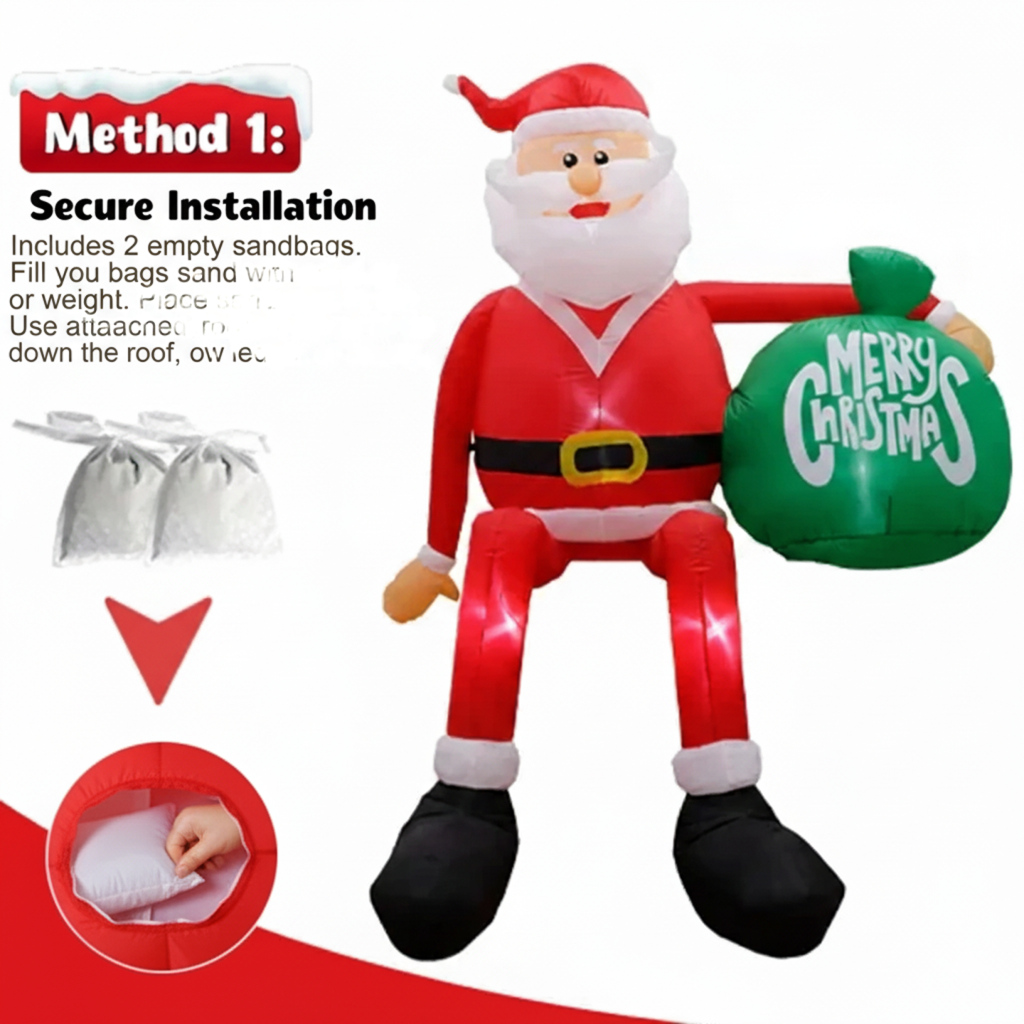 Inflatable Santa LED Lighted Weatherproof 2.4 m Tall