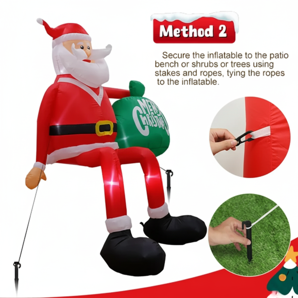 Inflatable Santa LED Lighted Weatherproof 2.4 m Tall