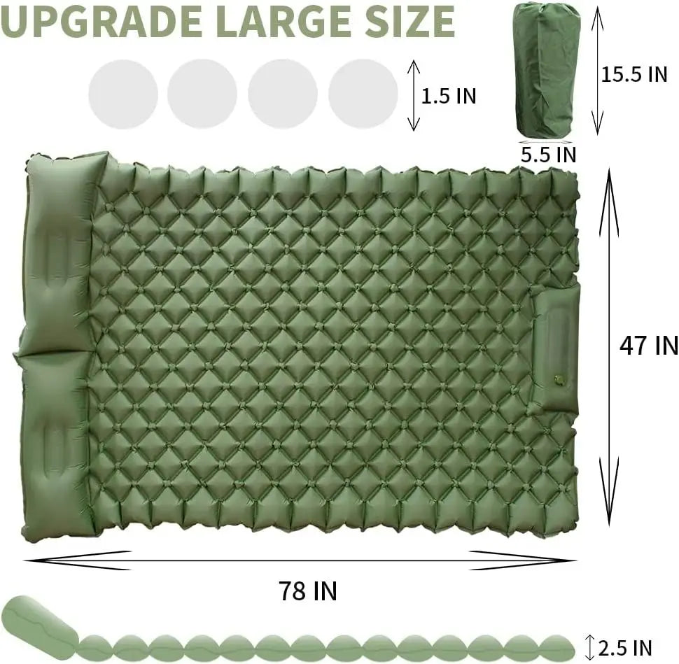 Inflatable Sleeping Pad Double Ultralight 40D Nylon
