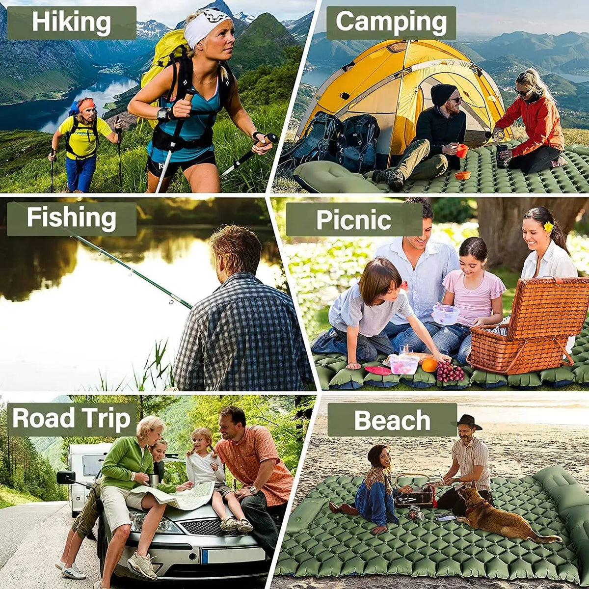 Inflatable Sleeping Pad Double Ultralight 40D Nylon