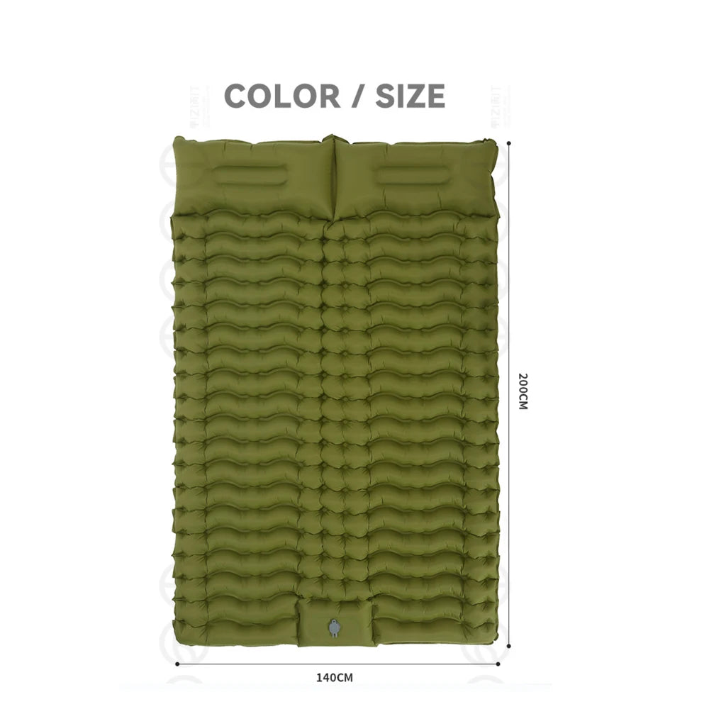 Inflatable Sleeping Pad Self-Inflating With Pump 40D Nylon Waterproof