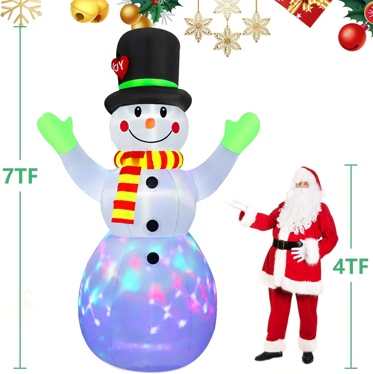 Inflatable Snowman LED-Lit Weather-Resistant 213 cm