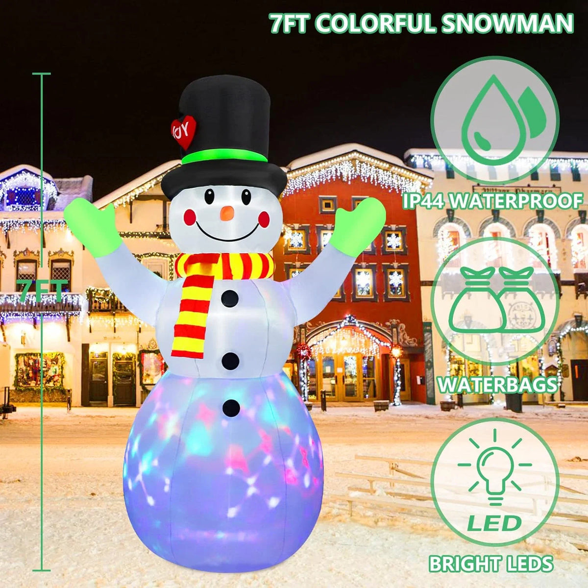Inflatable Snowman LED-Lit & Weather-Resistant 83.85 Inches