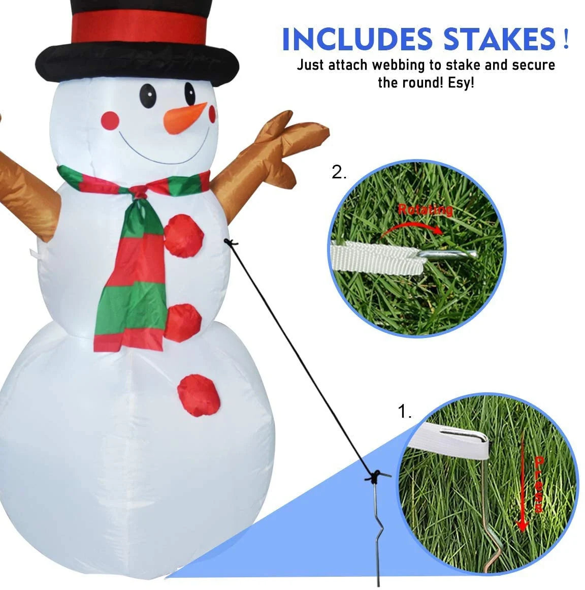 Inflatable Snowman Quick Inflate Weatherproof Indoor & Outdoor