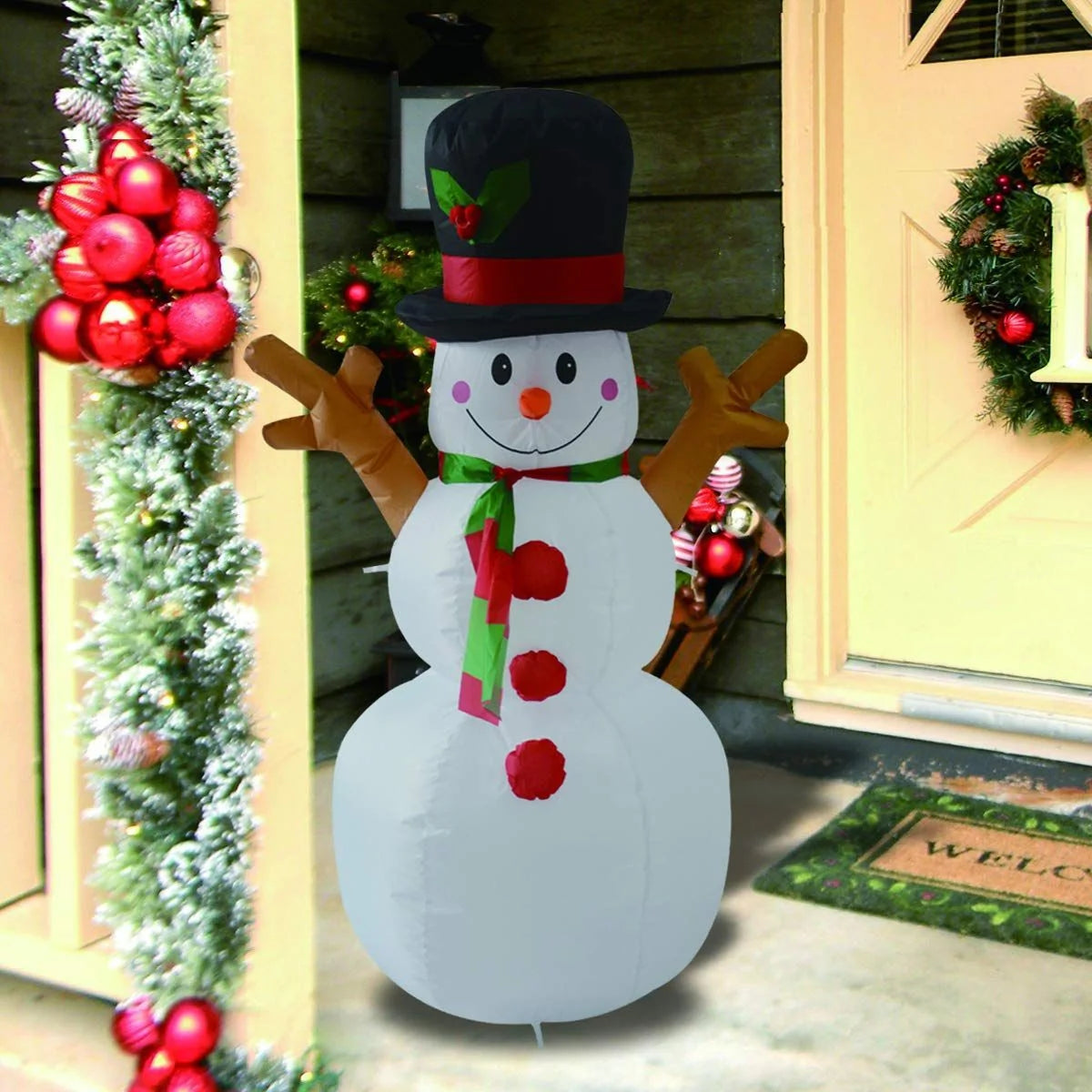 Inflatable Snowman Quick-Inflate Weatherproof Scarf & Top Hat