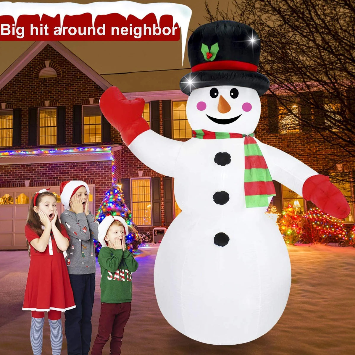 Inflatable Snowman Quick-Setup Weather-Resistant Indoor & Outdoor