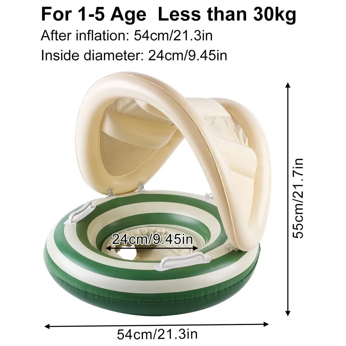 Inflatable Swim Diaper Retro Striped Handles & Rings