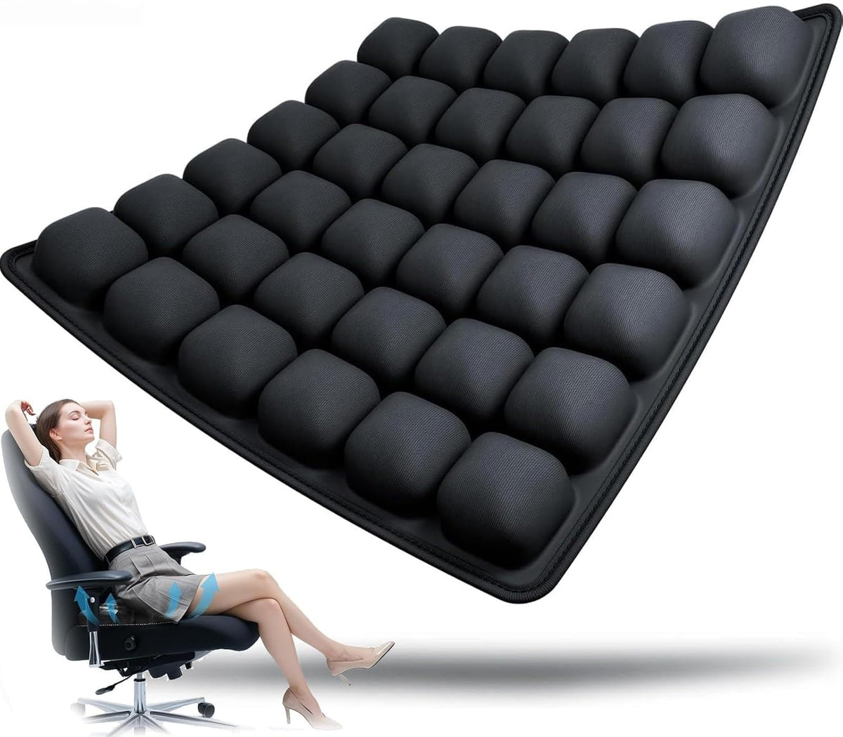 Inflatable Travel Cushion Ergonomic Air-Cell Support & Adjustable Firmness