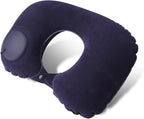 Inflatable Travel Neck Pillow Built-In Hand Pump Ergonomic Support
