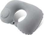 Inflatable Travel Neck Pillow Built-In Hand Pump Ergonomic Support