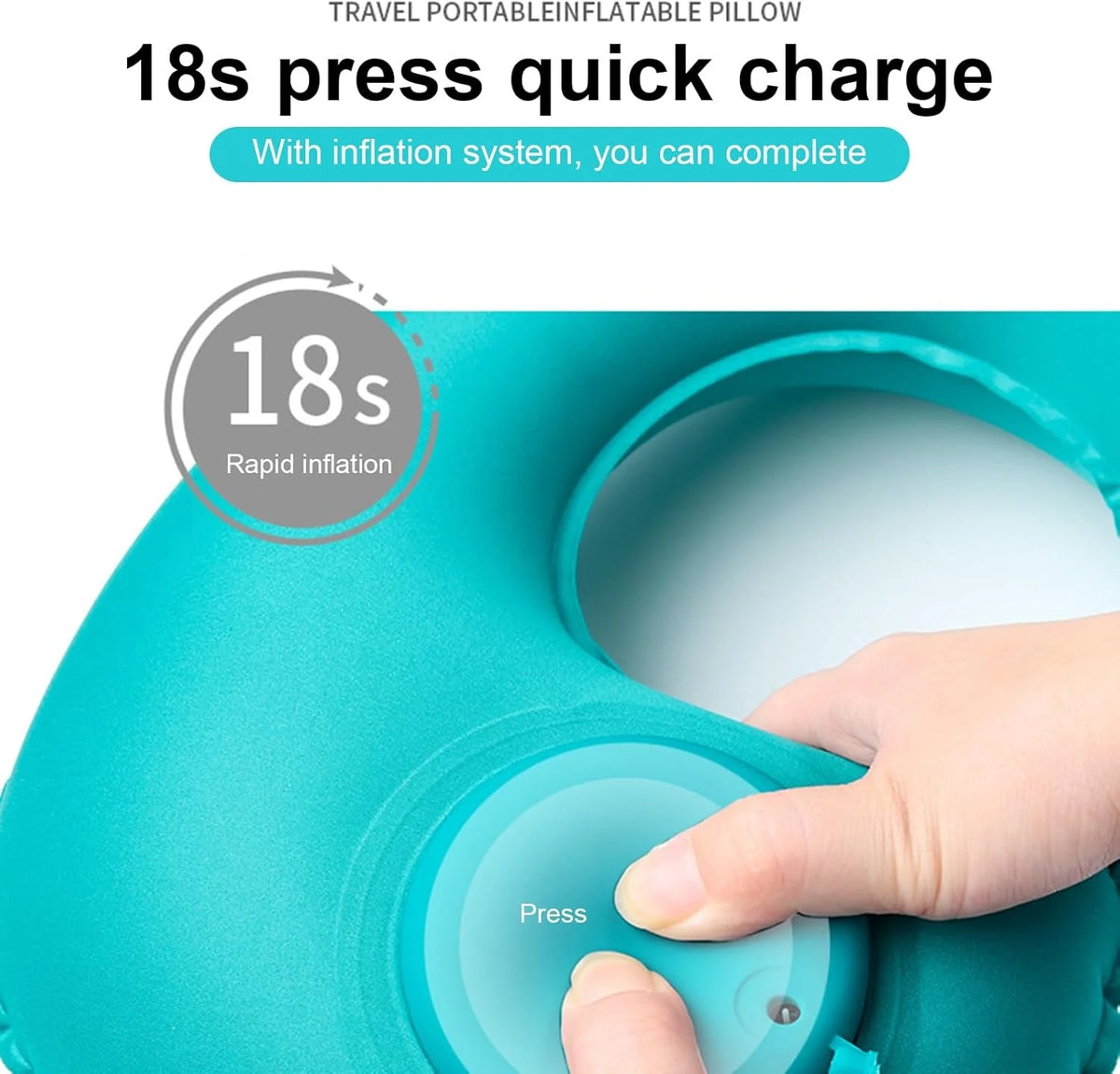 Inflatable Travel Neck Pillow Built-In Hand Pump Ergonomic Support