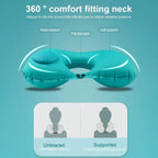 Inflatable Travel Neck Pillow Built-In Hand Pump Ergonomic Support