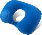 Inflatable Travel Neck Pillow Built-In Hand Pump Ergonomic Support