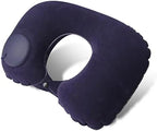 Inflatable Travel Neck Pillow Built-In Hand Pump Ergonomic Support