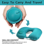 Inflatable Travel Neck Pillow Built-In Hand Pump Ergonomic Support