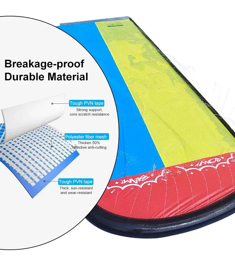 Inflatable Water Slide Integrated Sprinkler & Dual Lanes