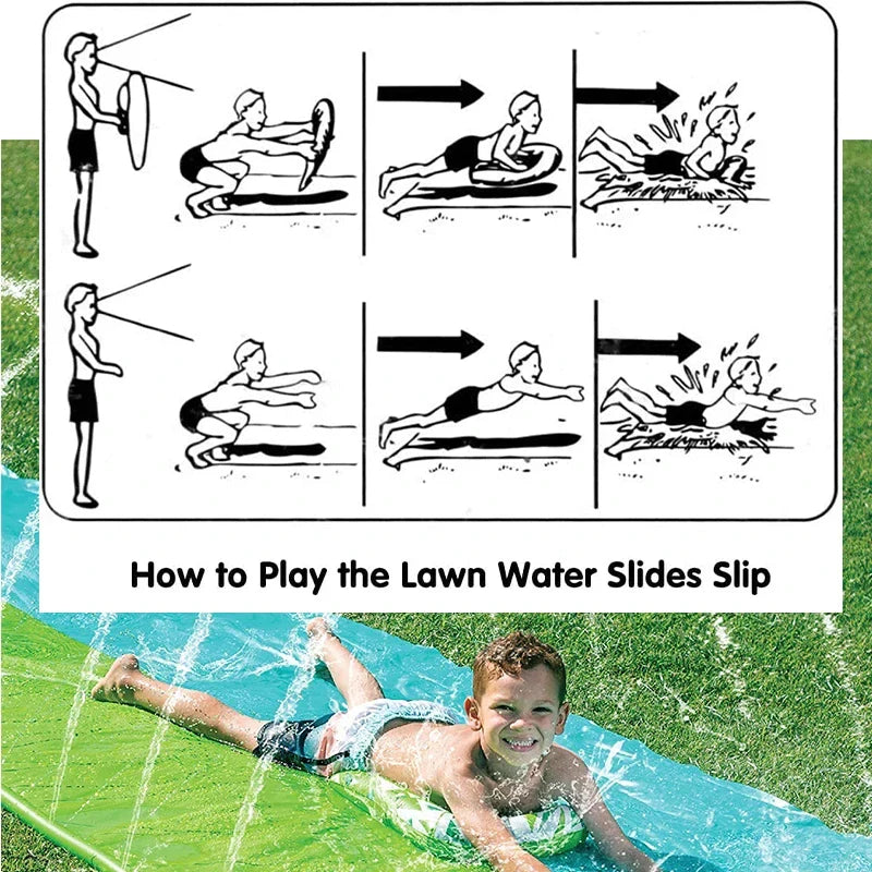 Inflatable Water Slide Integrated Sprinkler & Dual Lanes