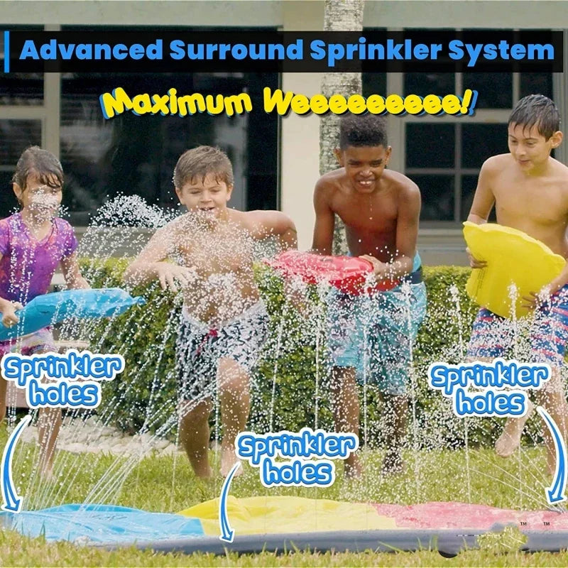 Inflatable Water Slide Integrated Sprinkler & Dual Lanes