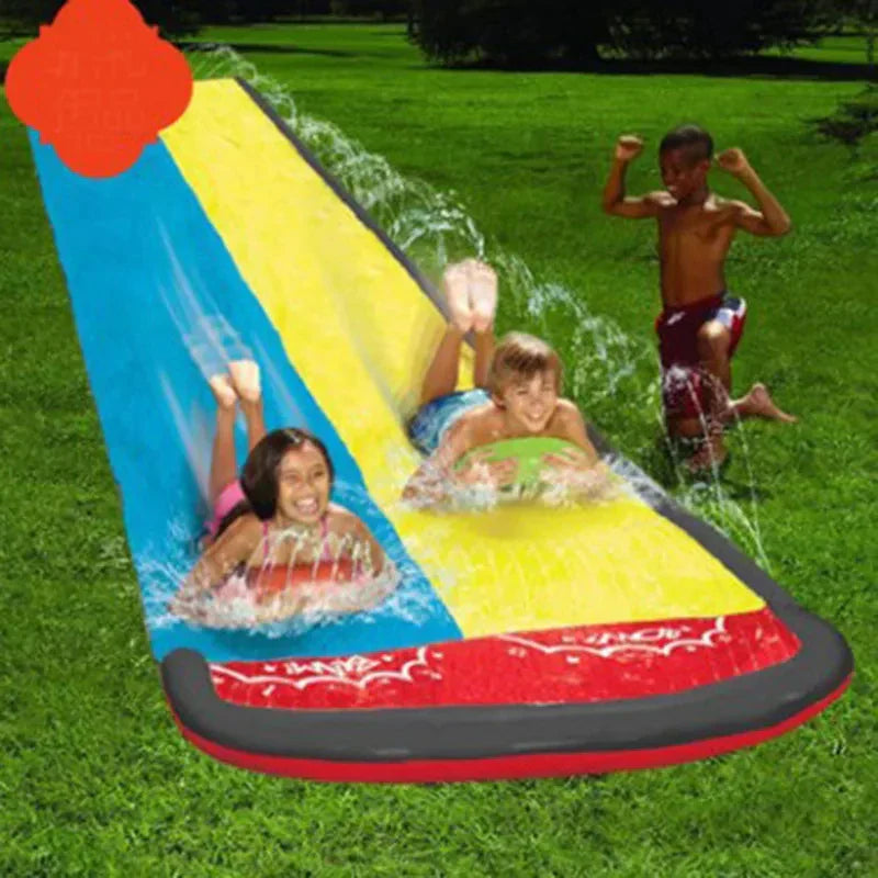 Inflatable Water Slide Integrated Sprinkler & Dual Lanes