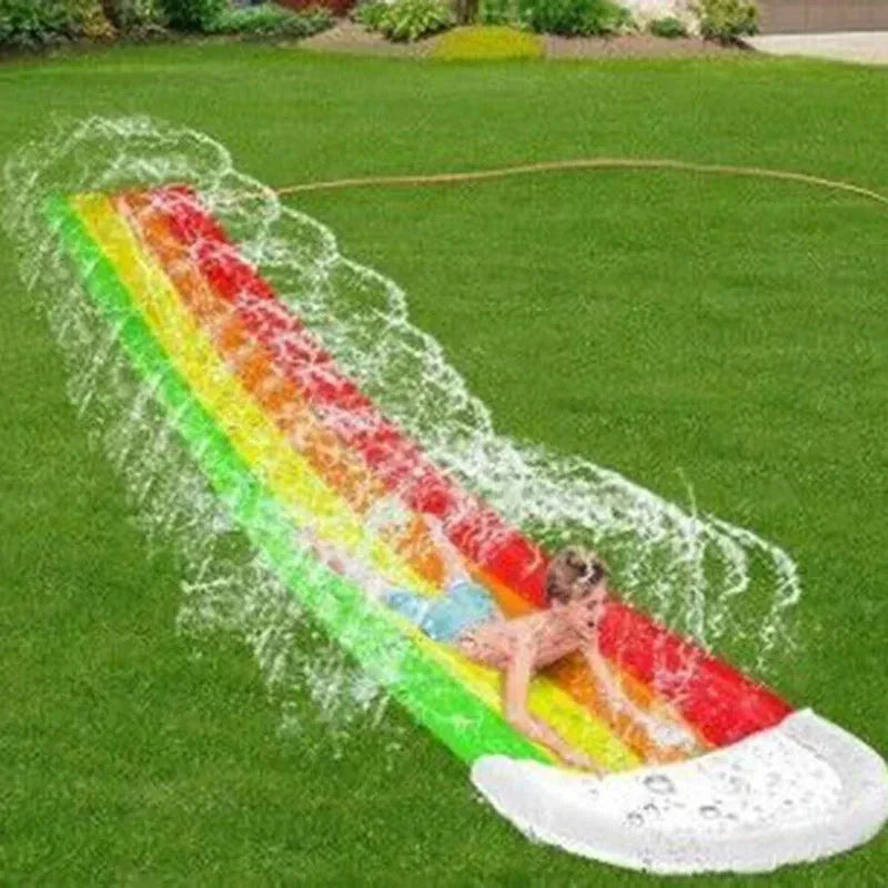 Inflatable Water Slide Integrated Sprinkler & Dual Lanes